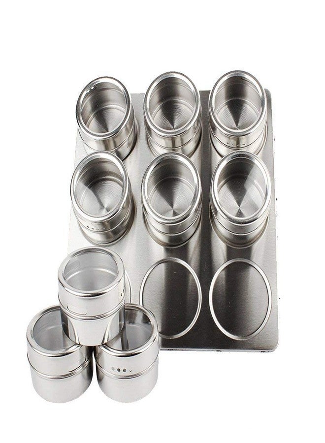SQUICKLE 9pcs Magnetic Spice Rack Stainless Steel Magnetic Spice Rack Shape Spice Rack Stainless Steel jar - Image 2